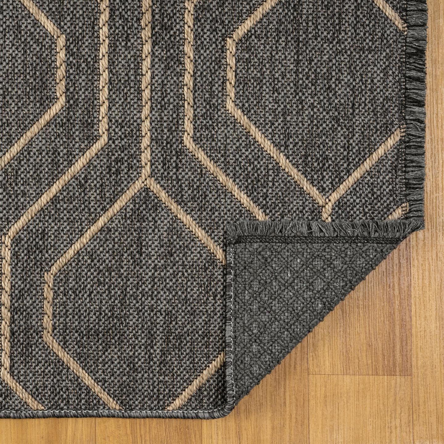 LUXE WEAVERS Moroccan Trellis Black 5x7 Washable Area Rug, Anti-Slip Geometric Carpet