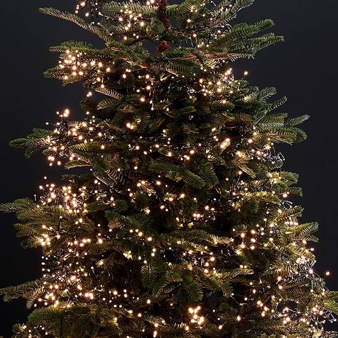 Dazzle Bright Warm White Christmas String Lights, 164ft 2000 LED Waterproof Green Wire Fairy Lights with 8 Modes, Outdoor Lights for Xmas Tree Holiday Wedding Party Christmas Decorations