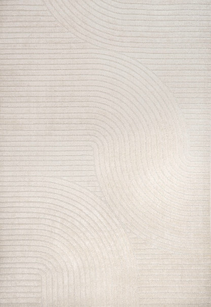 JONATHAN Y Hallie High-Low Curve Ivory/Cream Indoor/Outdoor Area Rug, 9x12, Minimalist, Pet Friendly, Non-Shedding, Stain Resistant, Hose-Washable for Backyard, Patio, Porch (SCN100B-9)