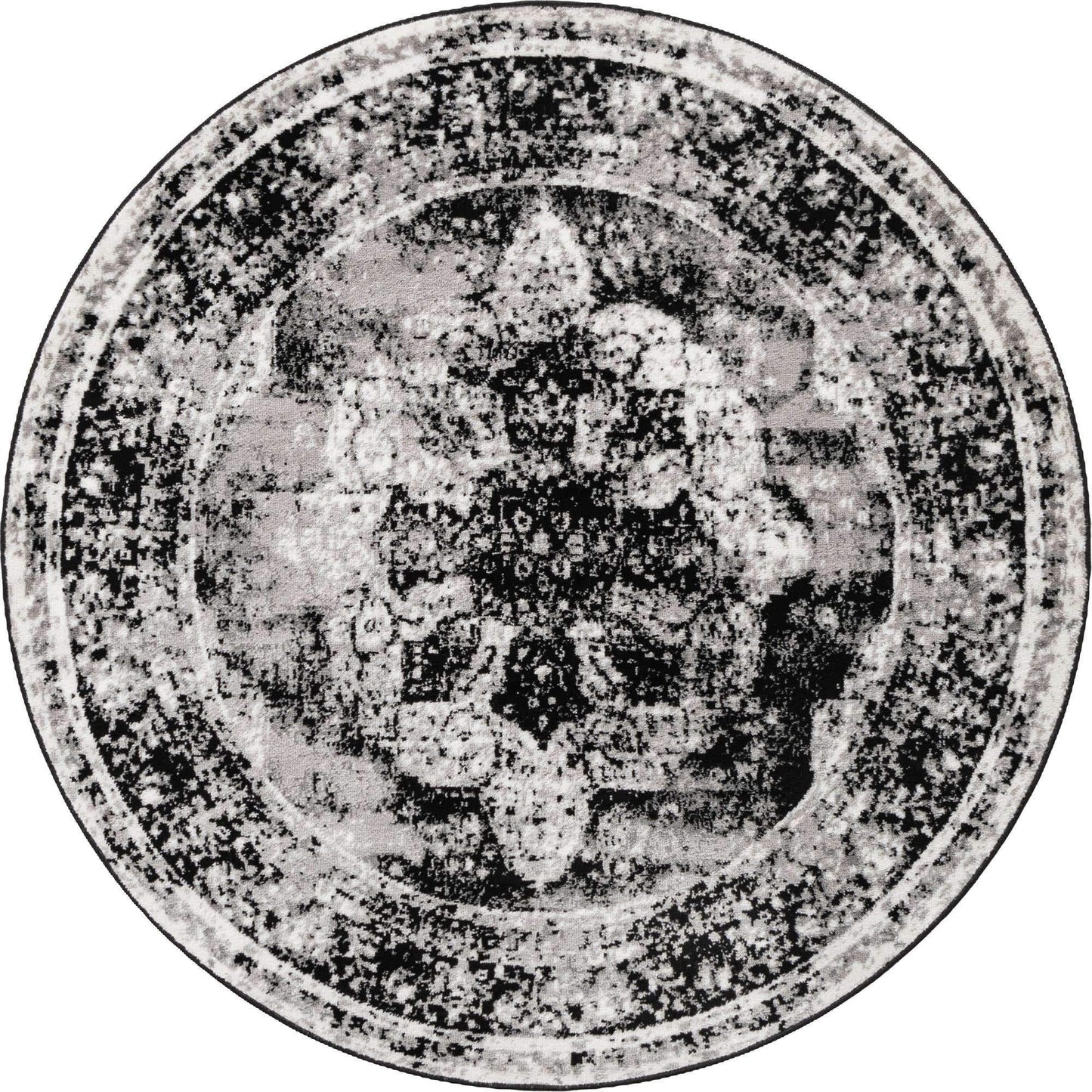 Unique Loom Sofia Collection Area Rug - Salle Garnier (5' 3" Round, Black/ Ivory)