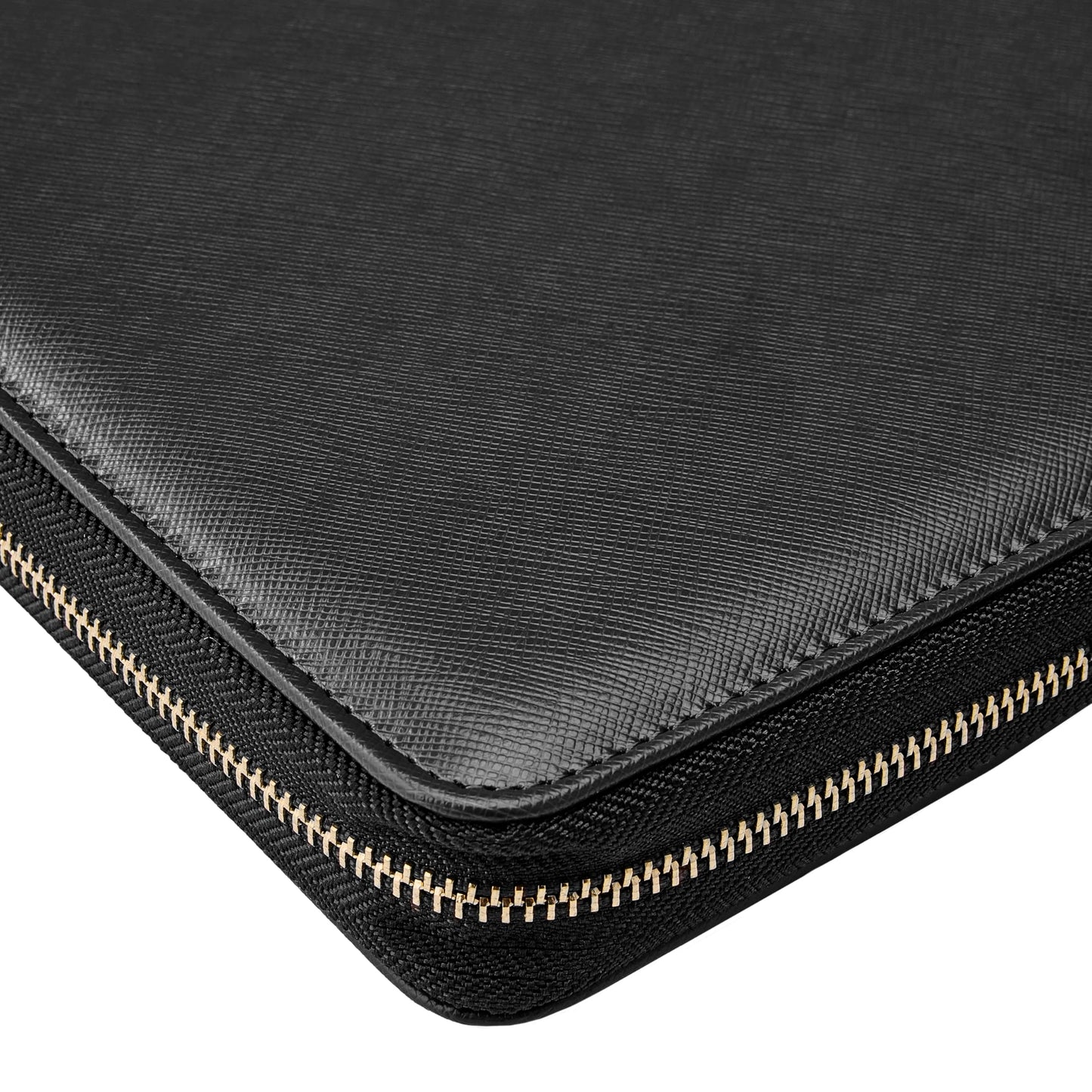 Gallaway Leather Genuine Leather Zippered Portfolio Organizer, Executive Business Binder Padfolio for Men and Women, Holder for Notebook Planner,Resume,Documents,Cards and iPad (Black)