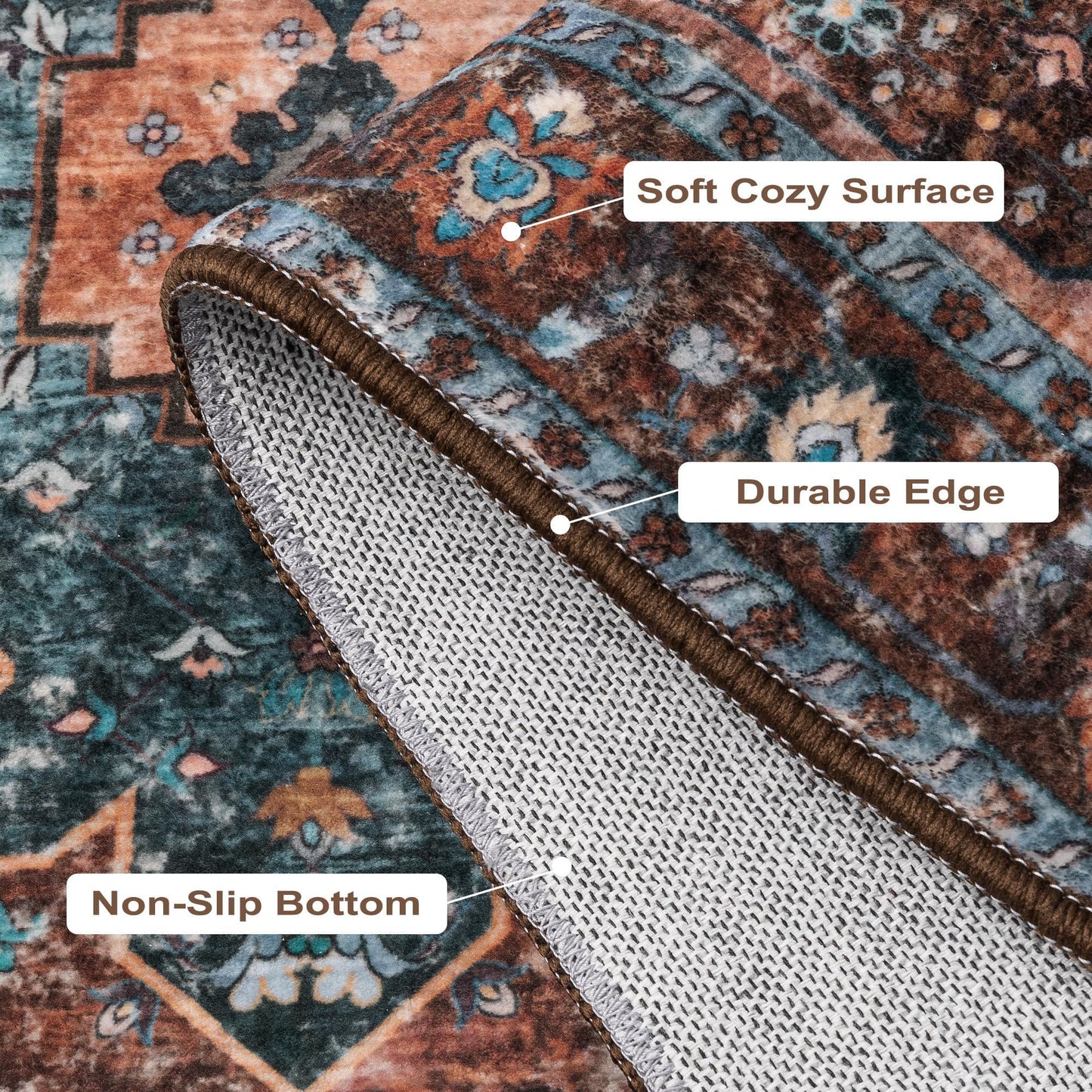 Ciicool Washable 2x3 Entry Rug, Small Rugs for Entryway Kitchen Bathroom Door Mat Indoor Entrance, Non Slip Rubber Backing, Stain & Fade Resistant,Oriental Low-Pile Throw Carpet