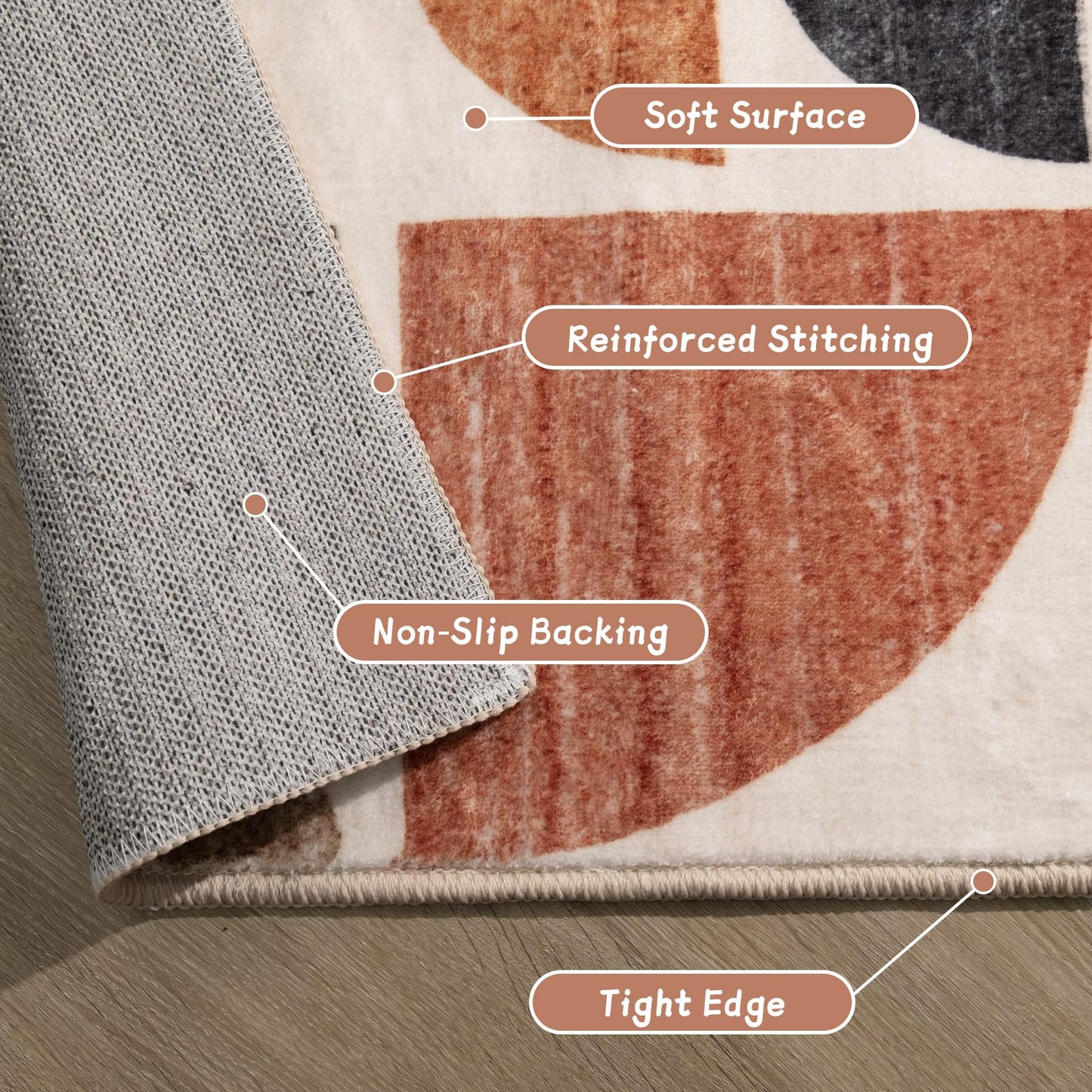 MUJOO Small Rug Washable,Boho 2x3 Area Rugs for Entryway Bathroom Entry Entrance Bedroom Kitchen,Front Door Mat Soft Throw Carpet Non Slip Indoor Modern Abstract Bohemian Terracotta