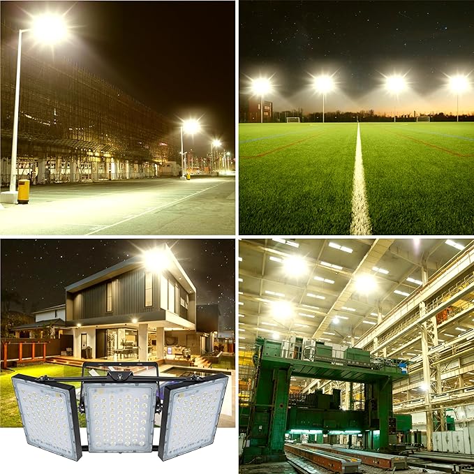 STASUN Flying Series Pro 300W 30000LM LED Flood Light Outdoor, 3000K Warm Soft White, 110V-130V, IP66 Waterproof Exterior Floodlight for Stadium, Arena, Court, Commercial, Backyard, Parking Lot