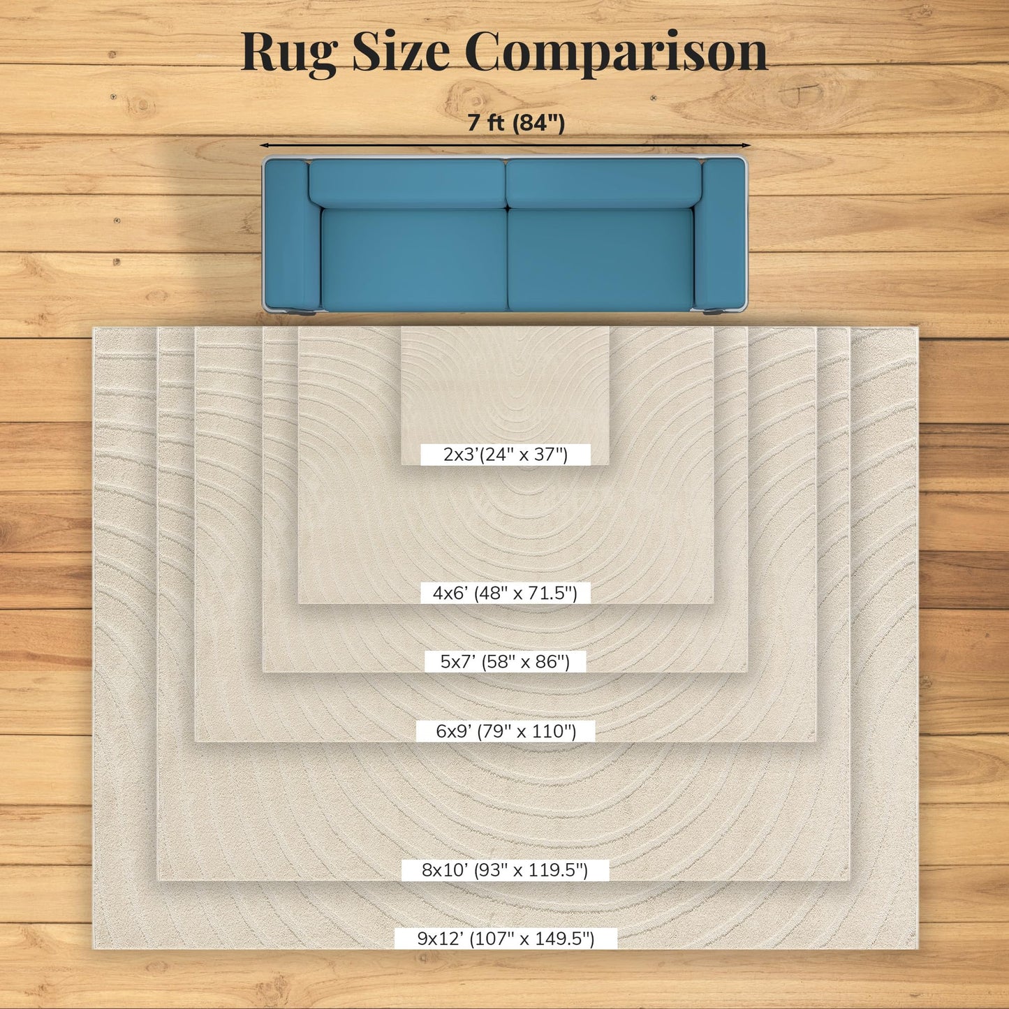 LUXE WEAVERS Modern Geometric Wave Cream 4x6 Area Rug