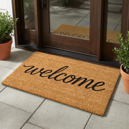 Kelarea Front Door Mat Natural Coco Coir Doormat with Heavy Duty Backing, 17" x 30" Welcome Entry Mats, Non-Slip Easy to Clean for Indoor Outdoor Entrance Porch