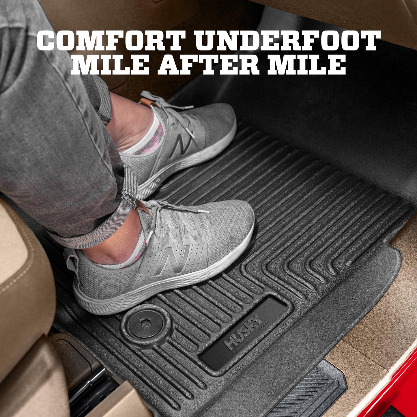 Husky Liners Weatherbeater Floor Mats | Fits 2019 - 2025 Chevrolet Silverado & GMC Sierra 1500; 2020-2025 Silv./Sierra 2500/3500 Crew Cab w/Carpet & Underseat Stg | Front & 2nd Row, 3-pc Black - 94021