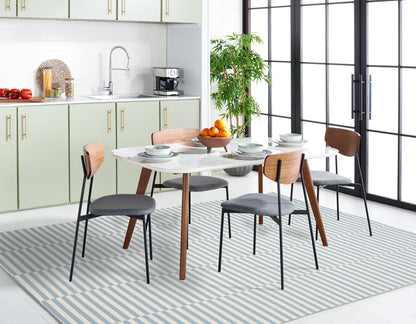 SAFAVIEH Montauk Collection Area Rug - 9' x 12', Ivory & Light Blue, Handmade Stripe Cotton, Ideal for High Traffic Areas in Living Room, Bedroom (MTK715B)