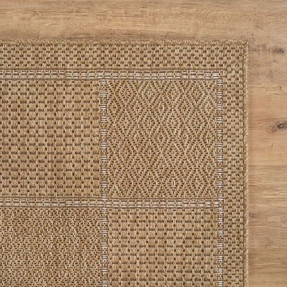 Beverly Rug Easy Jute Checkered Squared Rug 10x14 Washable Large Indoor Outdoor Area Rugs for Living Dining Room Patio Office Stain Resistant Non Shedding Casual Indoor Outside Carpet 10 x 14 Natural