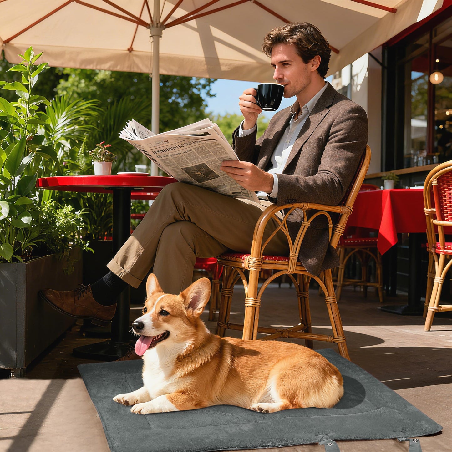 Kritter Planet Waterproof Foldable Dog Bed Pad for Camping & Travel, Portable Roll-Up Dog Bed Car Seat Pet Cushion Mat with Handles for Small & Medium Dogs, Indoor & Outdoor Use