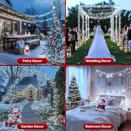 66FT 200 LED Christmas Lights with Timer, Twinkle Fairy Lights String with 8 Flashing Modes String Lights for Indoor Bedroom Outdoor Christmas Trees Garland Wreath Holiday Decorations, Cool White