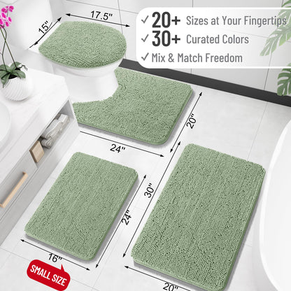 OLANLY Bathroom Rugs 30x20, Extra Soft Absorbent Chenille Bath Rugs, Rubber Backing Quick Dry, Machine Washable Bath Mats for Bathroom Floor, Tub and Shower, Home Decor Accessories, Sage Green