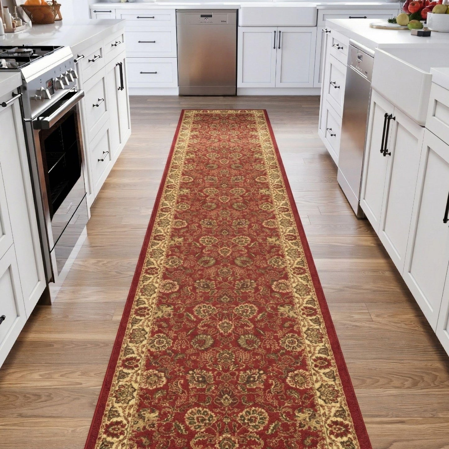 Ottomanson Accent Rug – Non Slip Low Pile Small Rug for Entryway, Bedroom, Bedside & Coffee Table Areas, 2'7" x 4', Red Oriental