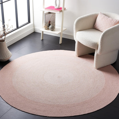 SAFAVIEH Cape Cod Collection 4' Round Pink CAP242U Handmade Braided Cotton Area Rug