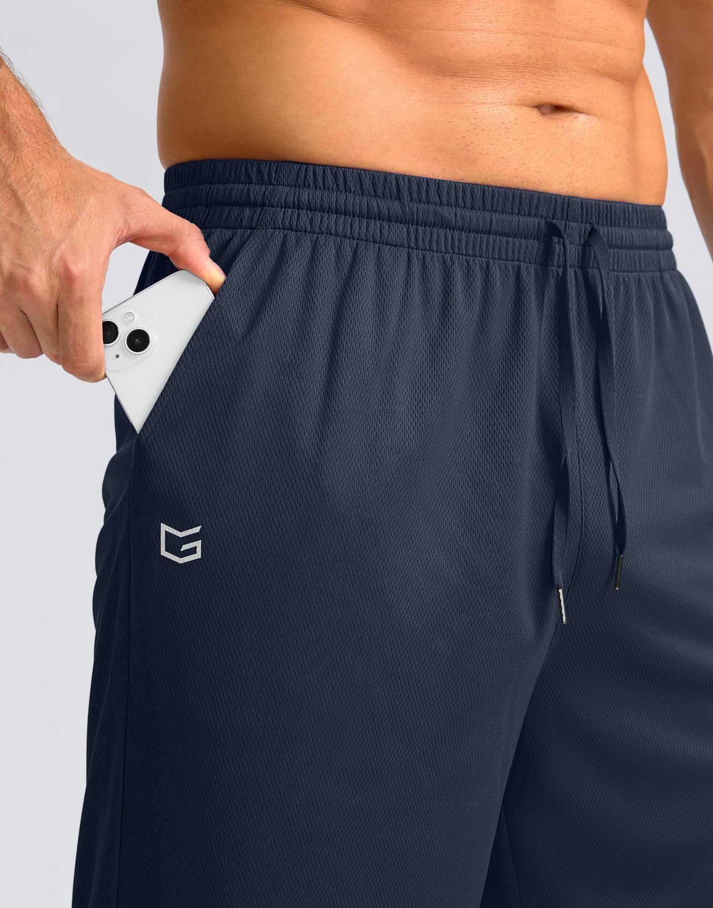 G Gradual Men's Athletic Shorts with Pockets 9" / 11" Long Basketball Shorts Lightweight Quick Dry Gym Workout Shorts for Men(Navy,XXL)