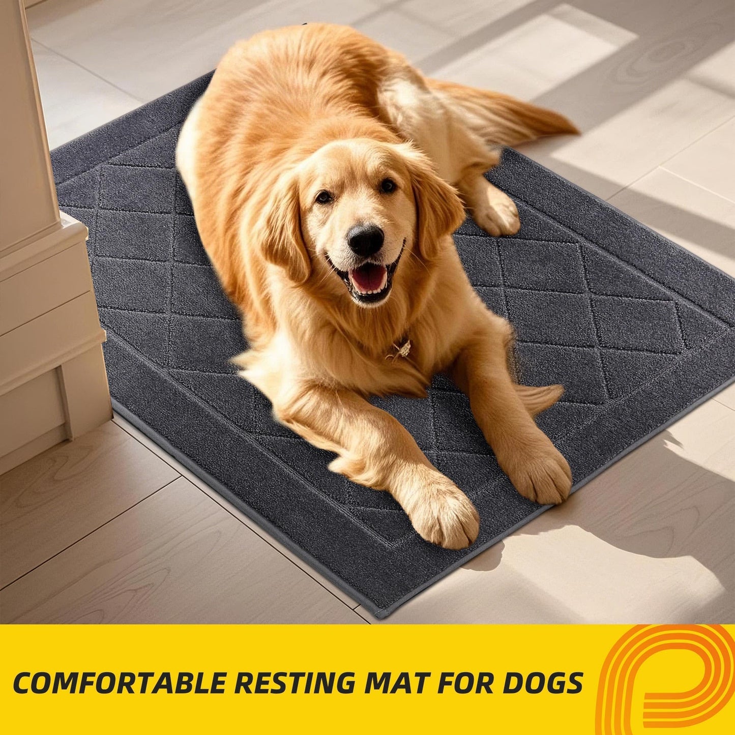 JSEI Dirt Trapper Door Mat 20"x32", Non-Slip Washable Entryway Mats, Dog Door Mat, Absorbent Floor Mats, Low Profile Welcome Mat for Front Back Door, Dark Grey
