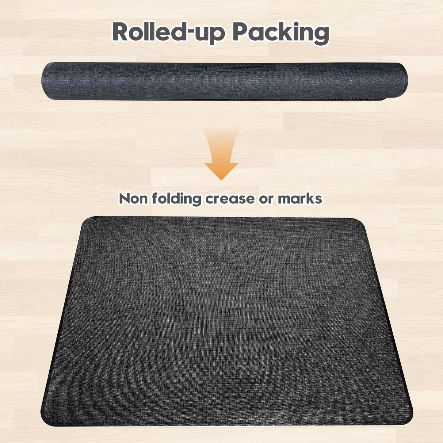 Sycoodeal Office Chair Mat for Hardwood & Tile Floor, 36" x 55" Heavy Duty Computer Gaming Chair Mat for Rolling Chairs Non-Curve, Anti-Slip, Floor Protector for Home Office (Black)