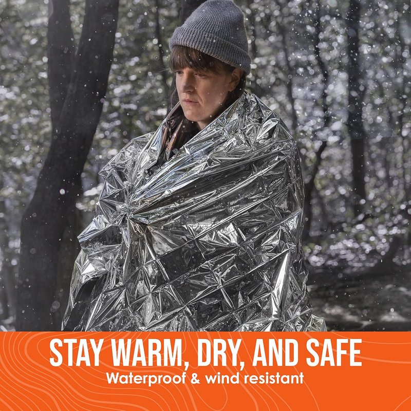 Emergency Survival Blankets - Mylar Thermal Blankets for Home, Camping & Hiking | 12 Pack, Compact & Lightweight