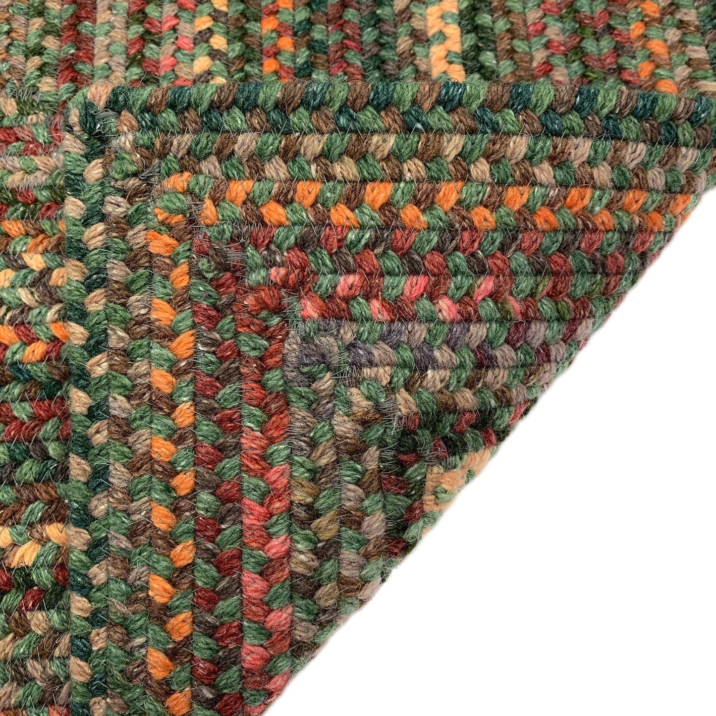 Capel American Heritage Green Multi 0' 24" X 0' 36" Concentric Rectangle Braided Rug