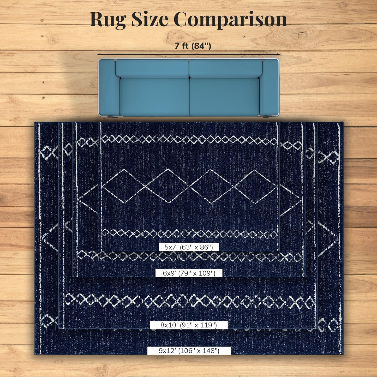 LUXE WEAVERS Daphnes Navy 6x9 Boho Moroccan Geometric Area Rug 2735