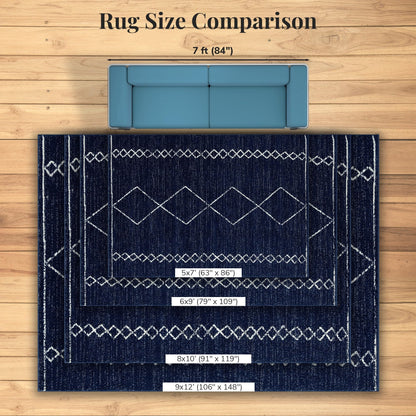 LUXE WEAVERS Daphnes Navy 6x9 Boho Moroccan Geometric Area Rug 2735
