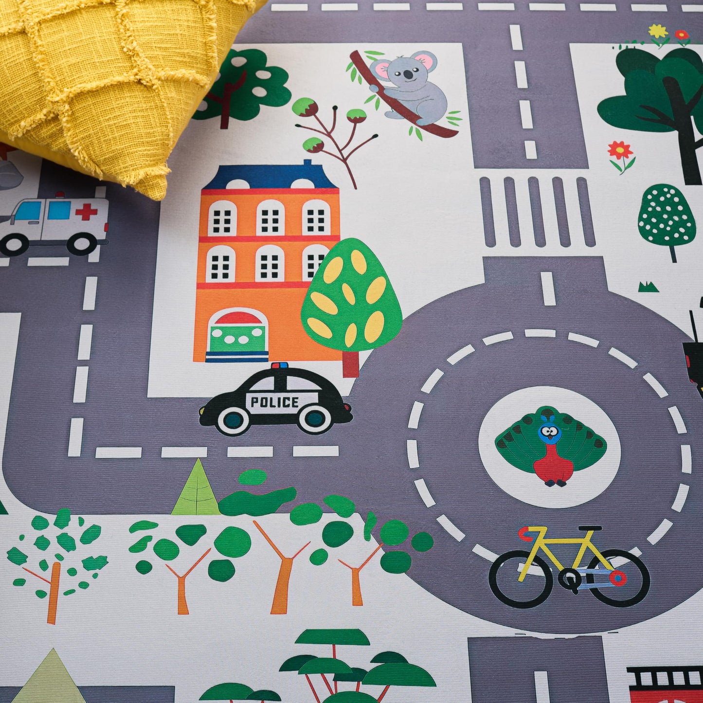 SAFAVIEH Washable Rug Tacoma Kids Collection - 5' x 8', Ivory & Grey, Slip Resistant & Easy to Clean, Educational Playmat Road, Ideal for Boys & Girls in Playroom, Nursery, Bedroom (TCK167A)
