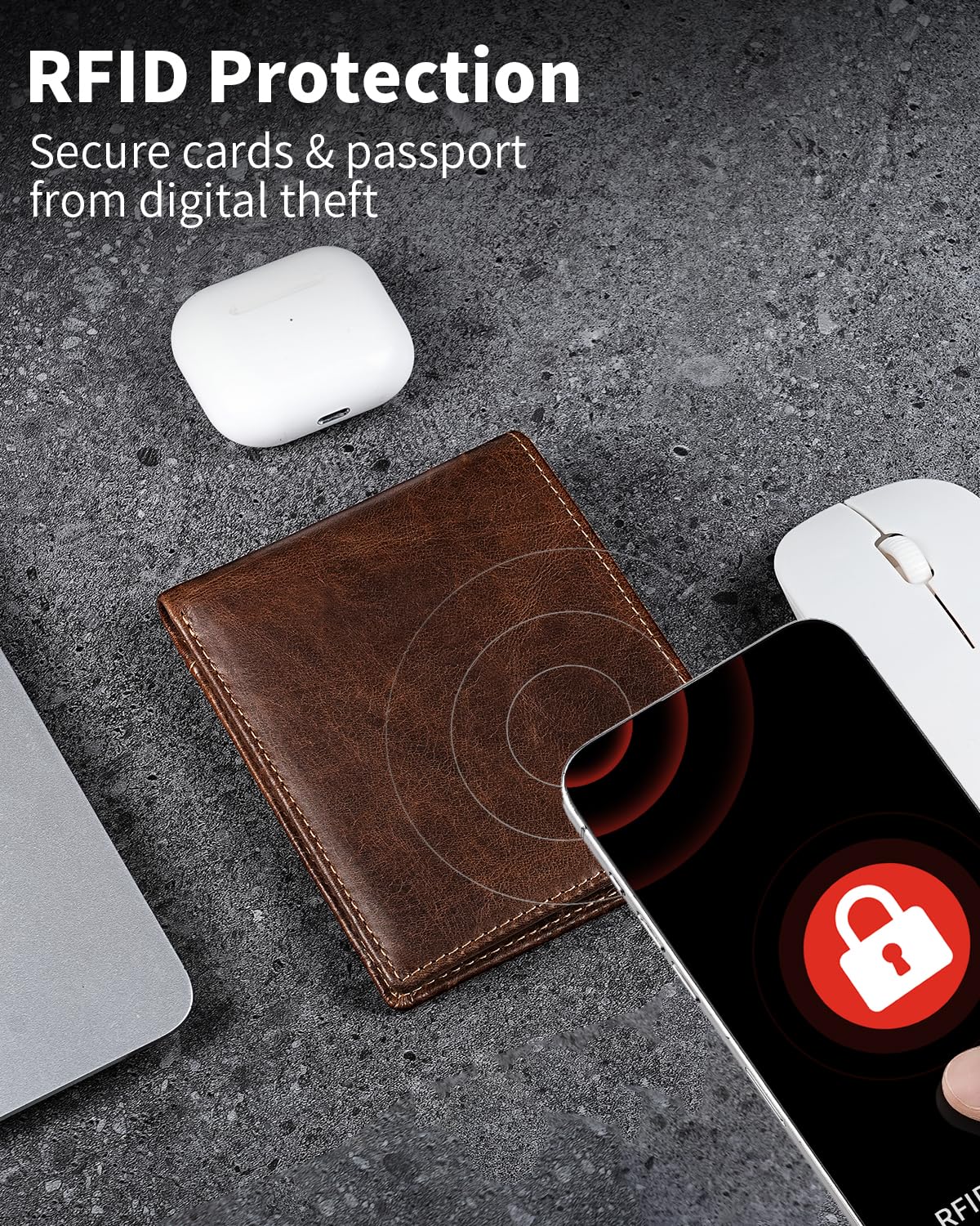 Genuine Leather Wallet for Men Bifold RFID Blocking Wallets with 12 Card Slots, 2ID Window & 2 Cash Pocket - Includes Gift Box (Coffee Brown)