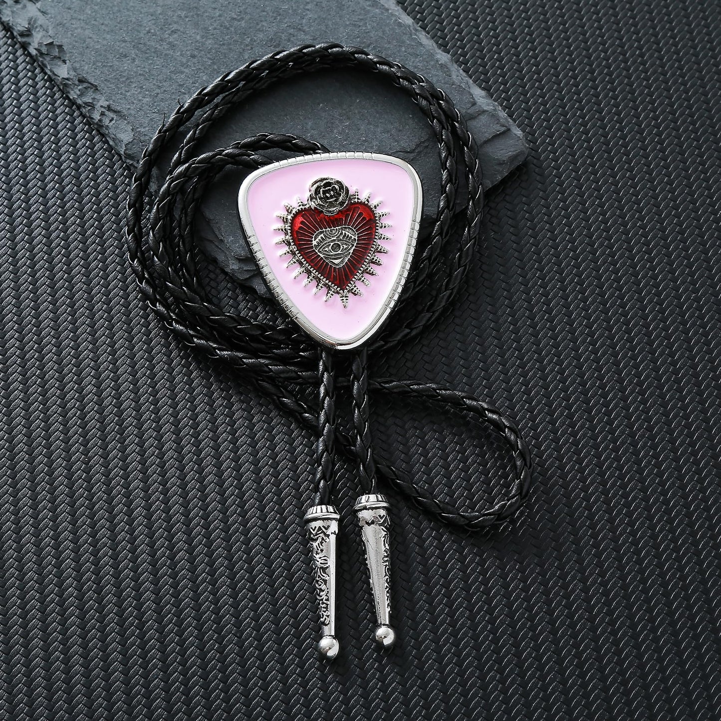 GelConnie Pink Bolo Tie for Women Native American Heart Goth Bolo Tie for Men Cowgirl Necklace Western Bolos Necktie
