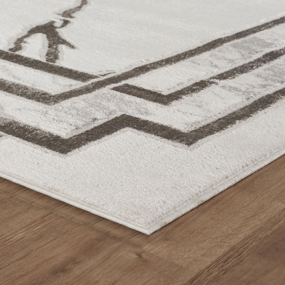 GLORY RUGS Area Rugs Marble 8x10 Cream Silver Border Carpet Elegant Modern Abstract Rug Living Room Dining Bedroom Rug