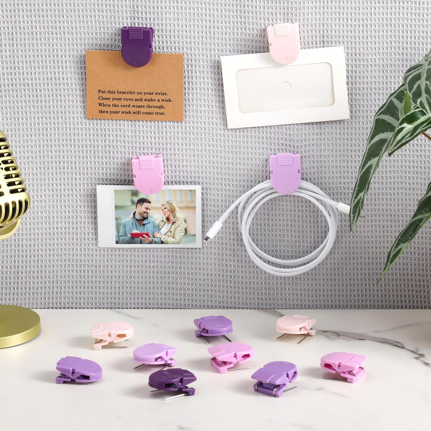 Feifeiya 15 Pcs Cubicle Clips Fabric Panel Cubicle Accessories Fabric Partition Panel Wall Clip Office Photos Wall for Notes Memos Standard Size, 40-Sheet Capacity (Purple)