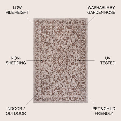JONATHAN Y Ornate Medallion Indoor Outdoor Area Rug 3X5 Brown/Beige, Jerash for Backyard, Patio, Porch, Easy-Cleaning, High Traffic, Pet-Friendly, Non-Shedding (SMB115A-3)