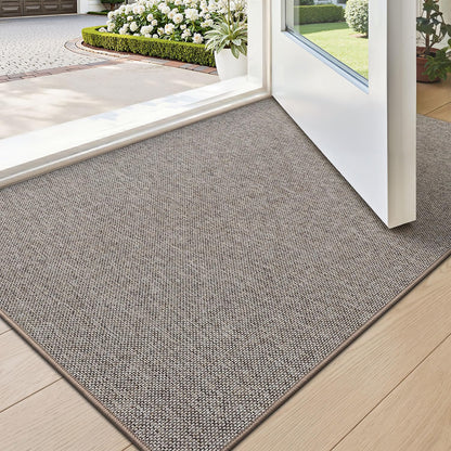 LUMI Ultra Thin Door Mat for Entryway, 24"x36" Low Profile Non Slip Rubber Backing Indoor Doormat, Easy Clean Welcome Entrance Mat for Inside House, Patio, Khaki