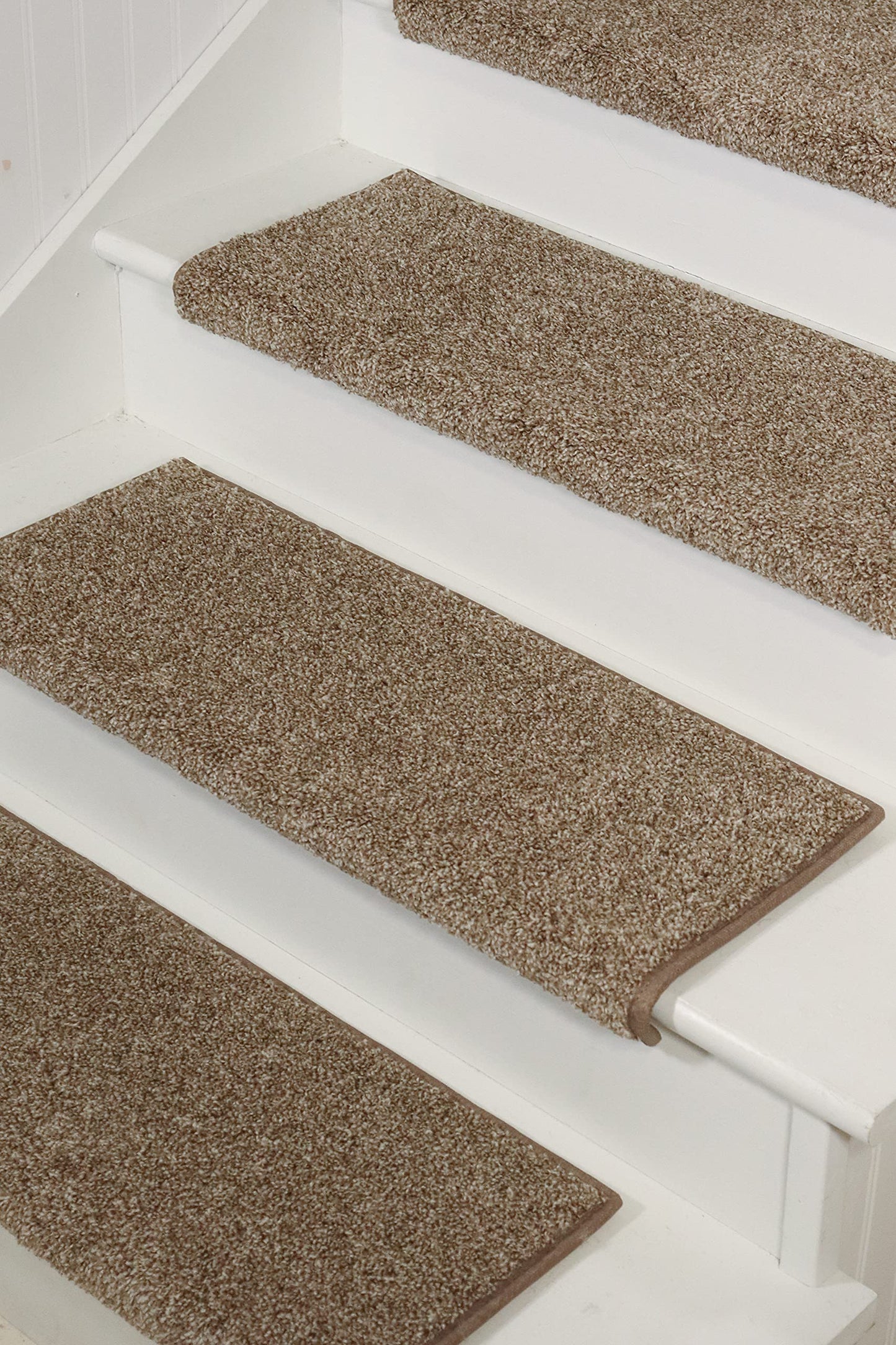 Oak Valley Designs™ Rounded Bullnose Carpet Stair Treads - Anti Slip Indoor Stair Mats for Wooden Stairs, Style: Stoney Brook, Dove 27" W X 9.75" D (Set of 14)
