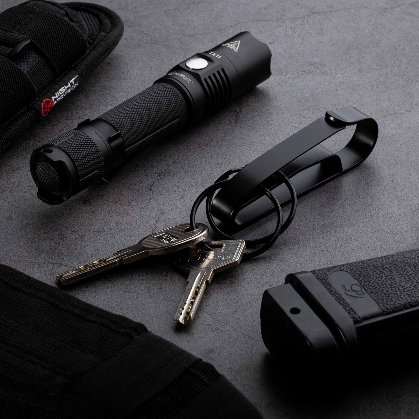 NP NIGHT PROVISION Tactical Key Ring Holder for Duty Belts, Quick Release Key Clip Stainless Steel w/XL Detachable Key Rings