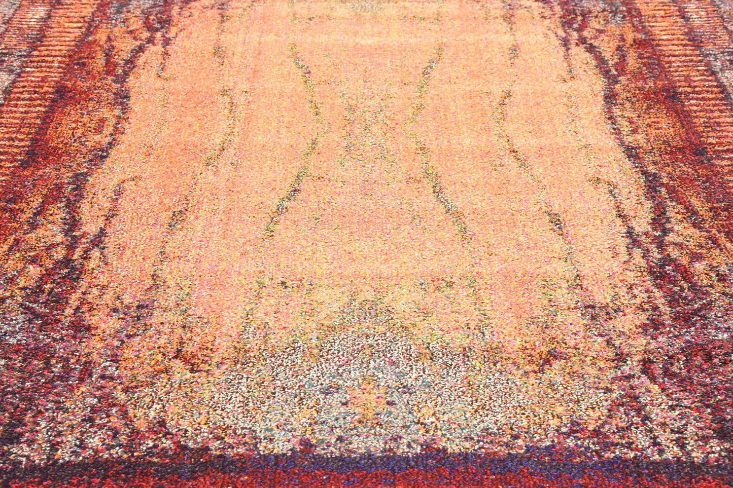Unique Loom Estrella Collection Rustic, Distressed, Modern, Abstract Area Rug (7' 0 x 10' 0 Rectangular, Orange/Black)