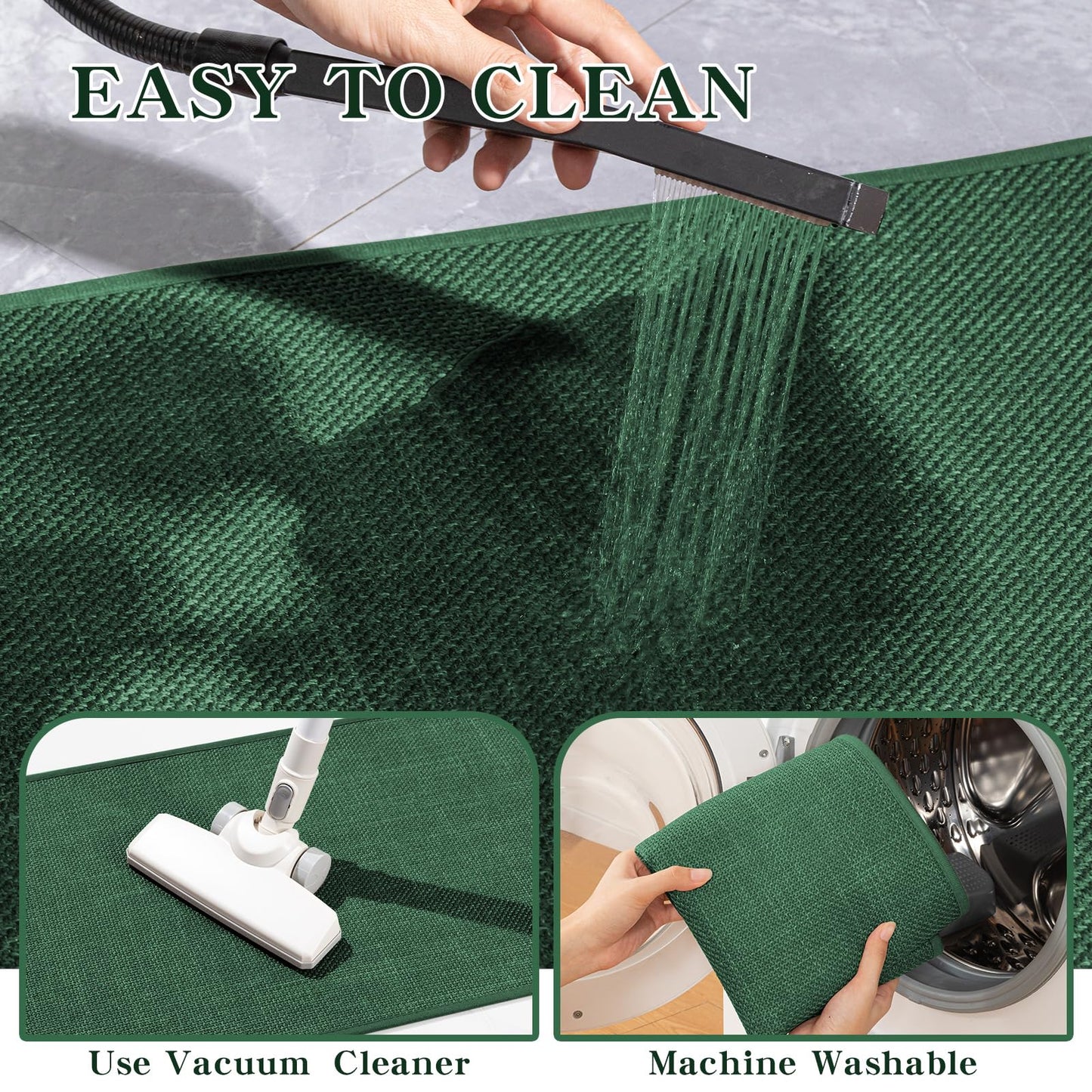 chakme Bathroom Rugs Mat 36x25, Ultra Thin Non Slip Bath Mat Large Quick Dry Absorbent Bath Mat for Bathroom Floor, (Green, 36"x25")