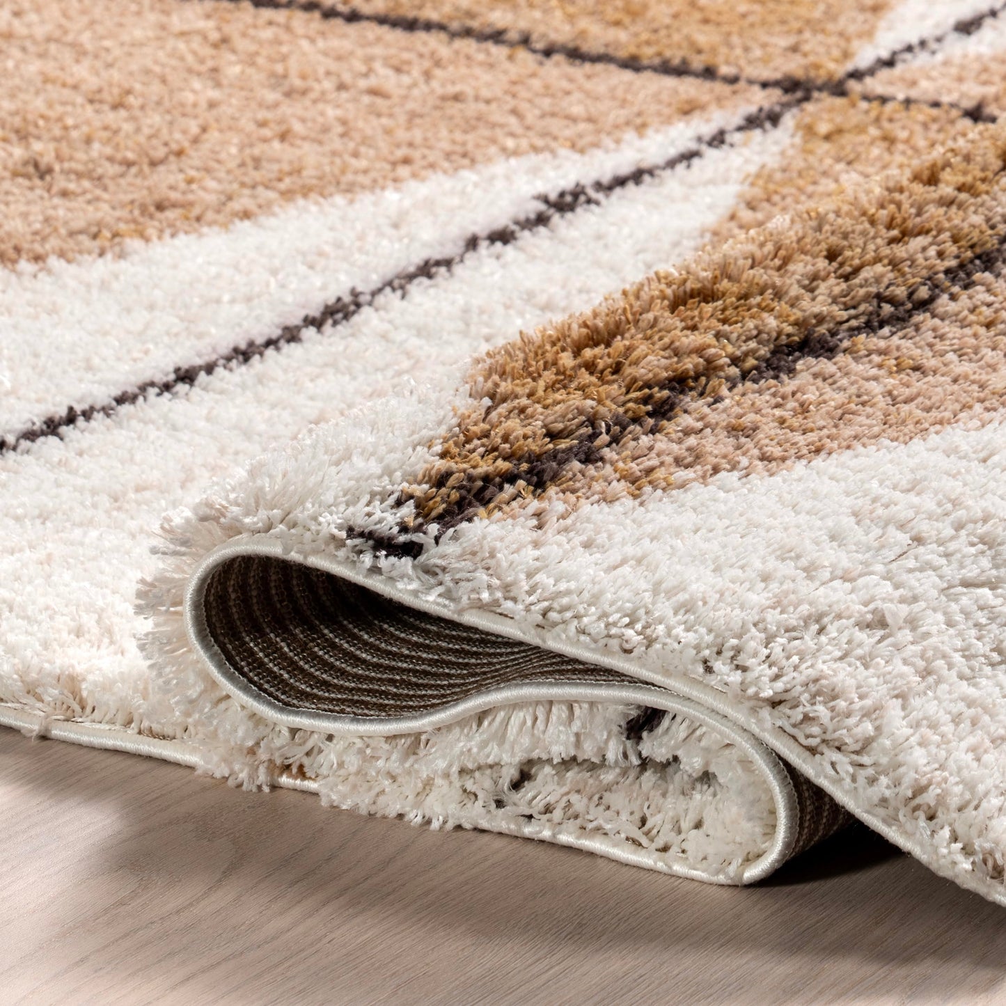 Nuloom Kali Light Brown, 4' x 6', Tribal Abstract, Shag, Soft and Plush, High Traffic, Stain Resistant, Easy Clean, Durable Area Rug for Bedroom, Living Room, Dining Space, Den, Foyer, Entryway