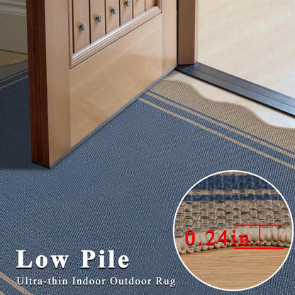 Easy Jute 3x5 Outdoor Rug Washable Non Slip Rug for Entryway Indoor Outdoor Farmhouse Neutral Scalloped Carpet for Backyard Patio Proch Living Room