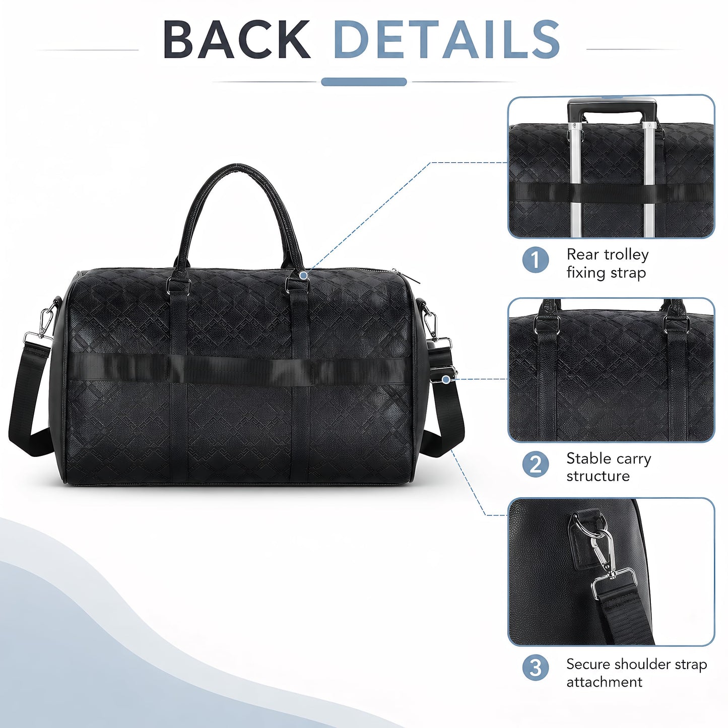 Vegan Leather Gym Duffle Bag for Travel, Sports, Fitness & Workout, Large Overnight Weekender Bag for Men & Women