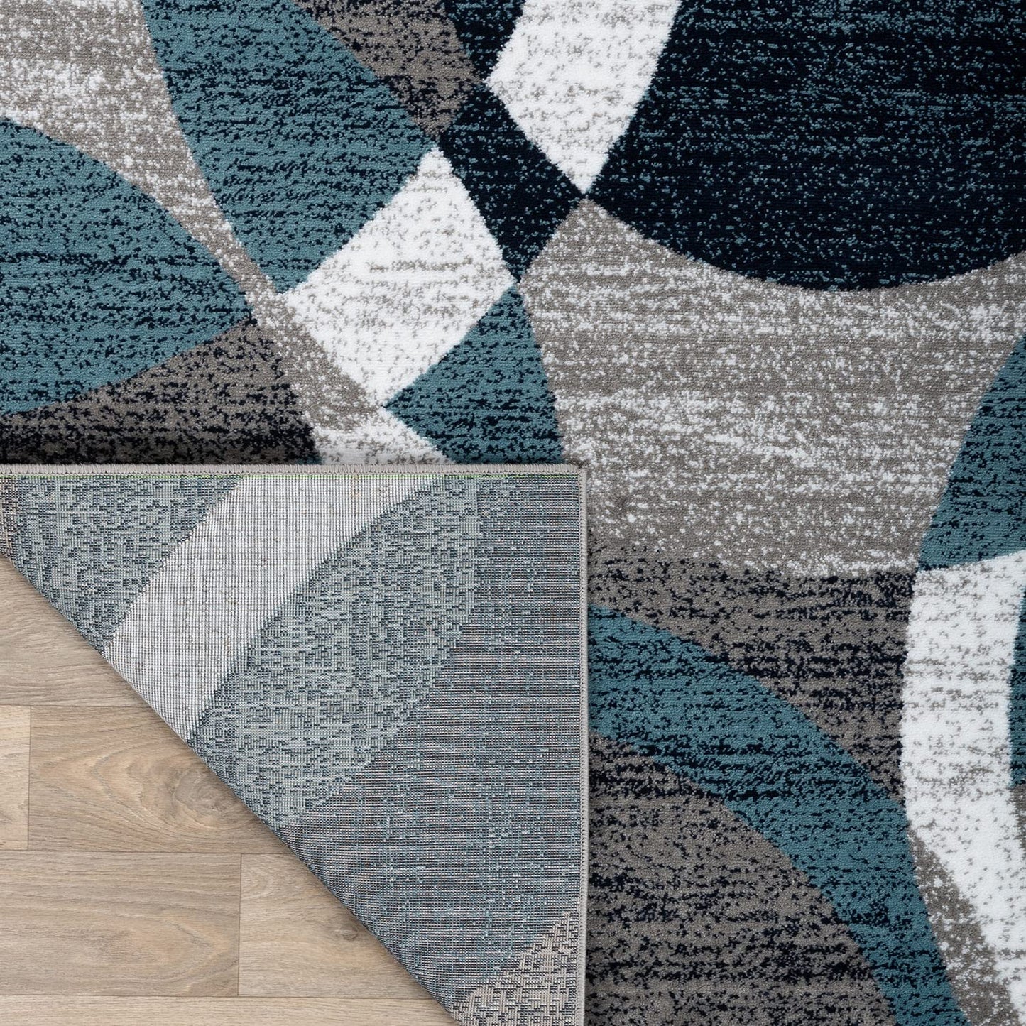 Rugshop Blue Modern Geometric Indoor Area Rug, Overlapping Circle Pattern, Fade Resistant, Non-Shedding, for Living Room, Bedroom and Home Office, 5'3" x 7'3"
