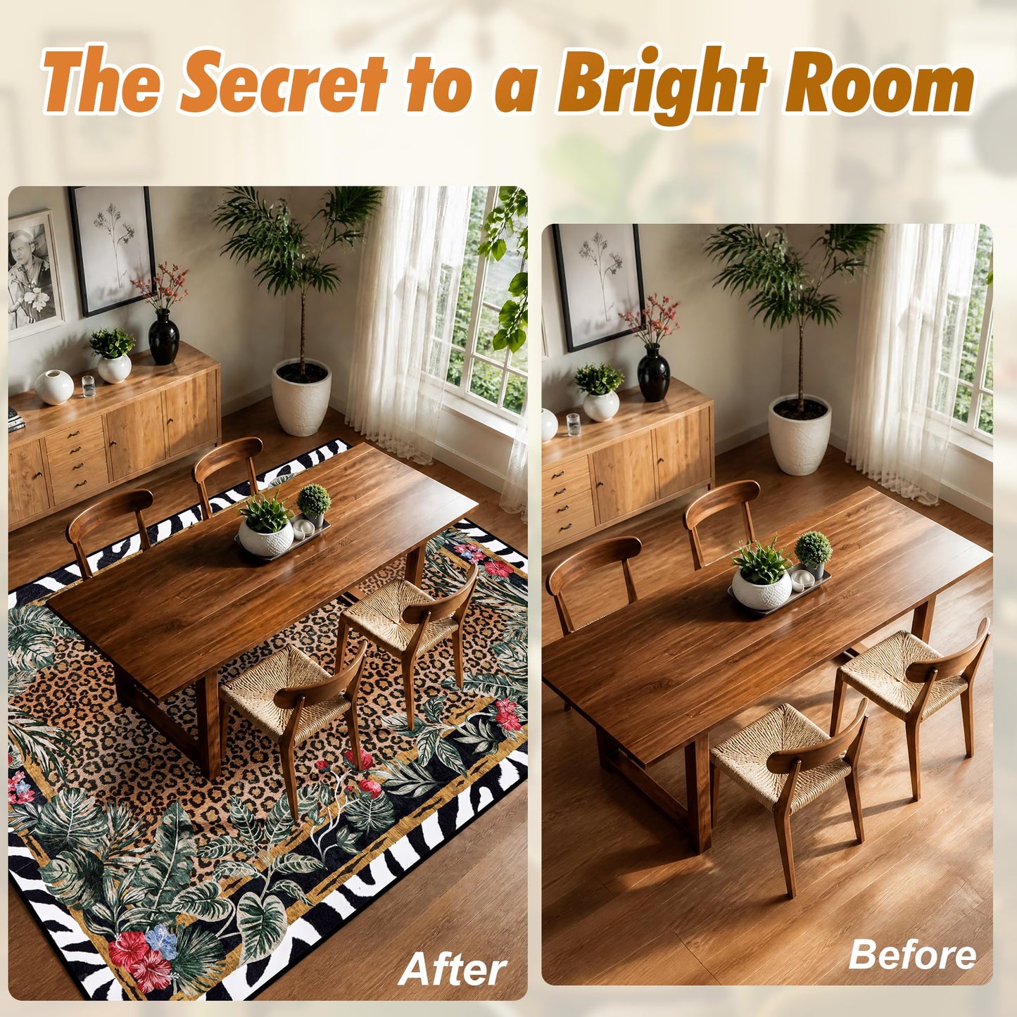 SAIFILI Leopard Area Rugs for Living Room 5×7, Washable Cheetah Rug with Zebra-Striped Border, Non-Slip Low Pile Animal Print Carpet for Bedroom, Dining Room, Playroom, Home Decor