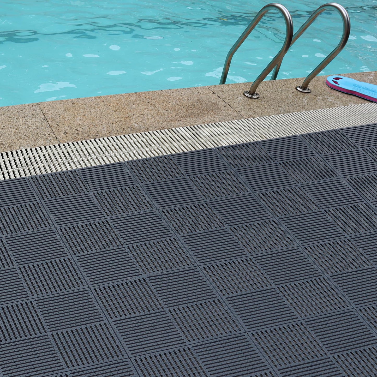 wiiiw 9 Pack Modular Interlocking Tiles Double Non-Slip 12"x12" Dark Gray