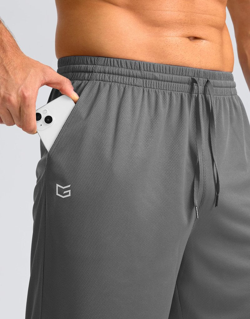 G Gradual Men's Athletic Shorts with Pockets 9" / 11" Long Basketball Shorts Lightweight Quick Dry Gym Workout Shorts for Men(Steel,S)