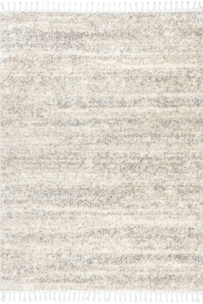 nuLOOM Brooke Shag Tasseled Area Rug - 7x9 Shag Area Rug Casual Ivory Rugs for Living Room Bedroom Dining Room Nursery
