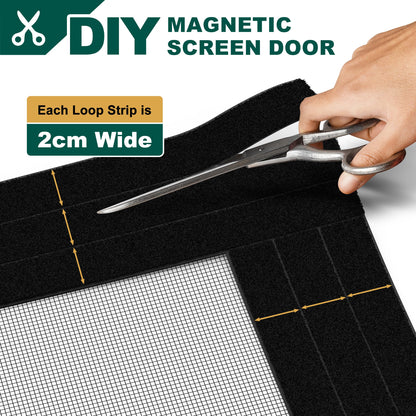 HADOR Adjustable Magnetic Screen Door Fit Door Size Width 29" - 33" Height 79" - 81", DIY Widen Heavy Duty Door Net Screen Mesh with Strong Magnet for Front Back, Black
