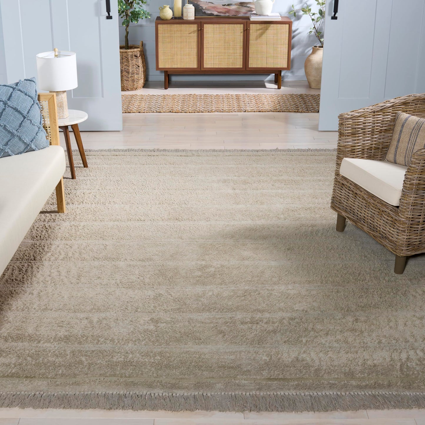 SAFAVIEH Washable Rug Easy Care Collection - 6' x 9', Green, Handmade Cotton, Easy to Clean, Ideal for Living Room, Bedroom, Dining Space (ECR217Y)