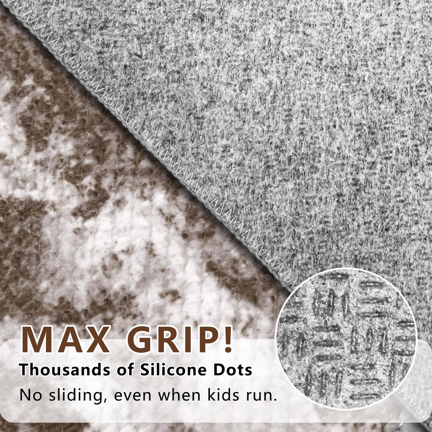 TTelephant Runners for Hallways Ultra Non-Slip 2x10 Long Runner Rugs Washable Abstract Tear and Stain Resistance No Pile Lightweight Modern Rug Runners for Entryway, Kitchen, Walkway, Entrance, Brown