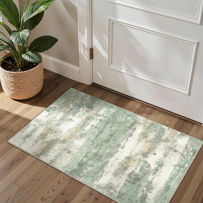 BEIMO 2x3 Rugs for Entryway Entrance Kitchen Bathroom, Machine Washable Modern Abstract Soft Area Rug Door Mat, Low Pile Indoor Floor Carpet with Non Slip Backing, Light Green