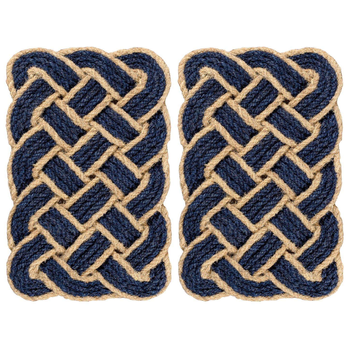 JONATHAN Y Scalloped Basketweave Coir Indoor Outdoor Mat 18"X30" Navy/Bleach Set of 2, Maeve Coastal for Backyard, Patio, Porch, Easy-Cleaning, High Traffic, Pet-Friendly, Non-Shedding NRF100D-1830-S2