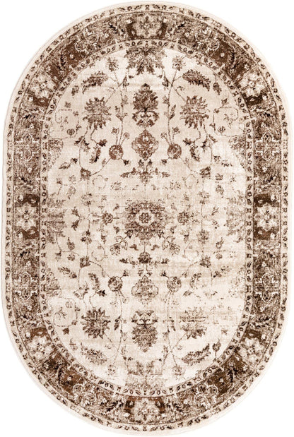 Unique Loom Rushmore Collection Area Rug - Lincoln (6' x 9' Oval, Cream/ Beige)